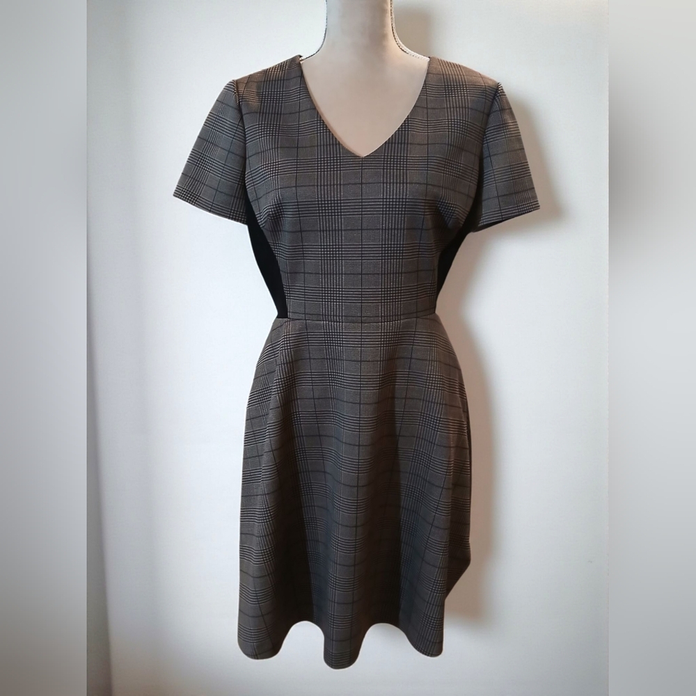 Cremieux Fit And Flare Plaid Suede Dress Small Preppy Old Money Poetcore